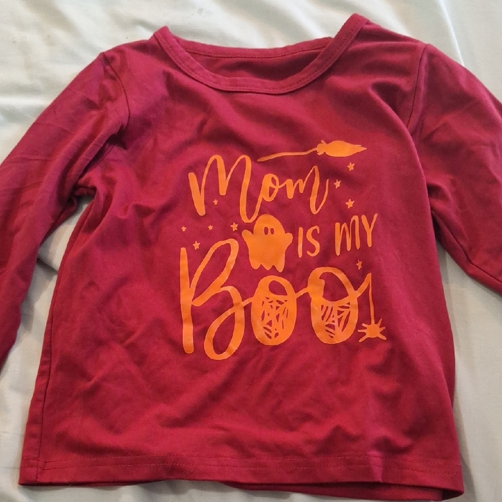 SHEIN Red Long Sleeve Tee with Halloween Graphics